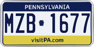 PA license plate MZB1677