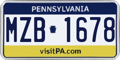PA license plate MZB1678