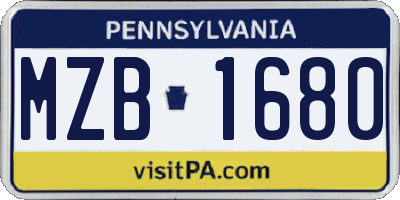 PA license plate MZB1680
