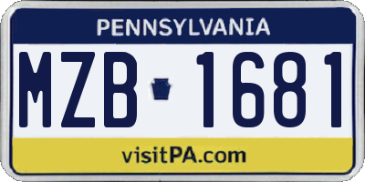 PA license plate MZB1681