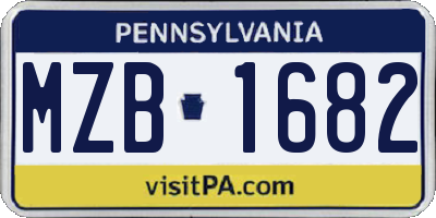 PA license plate MZB1682