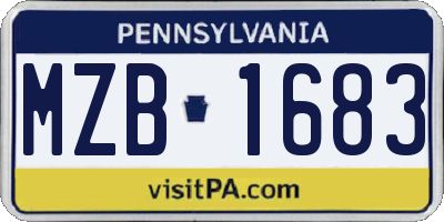 PA license plate MZB1683