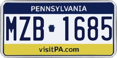 PA license plate MZB1685