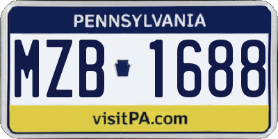 PA license plate MZB1688