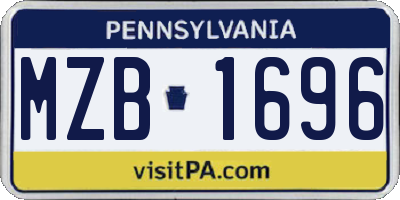 PA license plate MZB1696