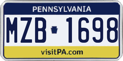 PA license plate MZB1698