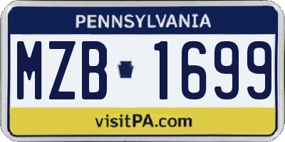 PA license plate MZB1699