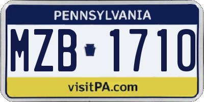 PA license plate MZB1710
