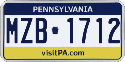 PA license plate MZB1712