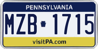 PA license plate MZB1715