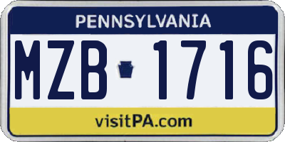 PA license plate MZB1716
