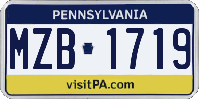 PA license plate MZB1719