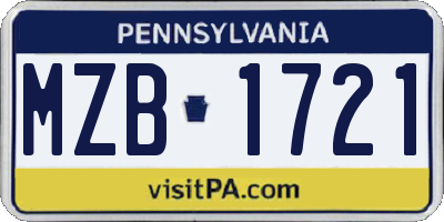 PA license plate MZB1721