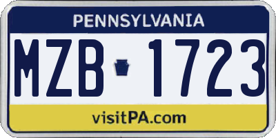 PA license plate MZB1723