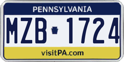 PA license plate MZB1724