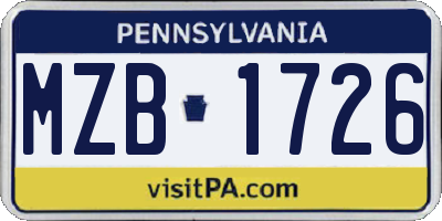 PA license plate MZB1726