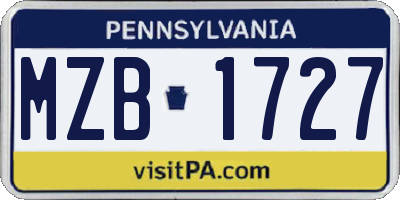 PA license plate MZB1727