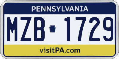 PA license plate MZB1729