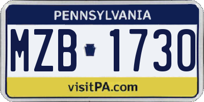 PA license plate MZB1730