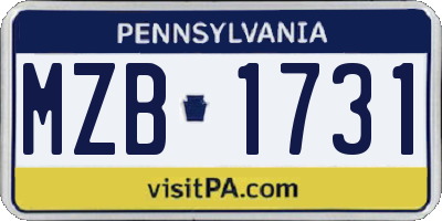 PA license plate MZB1731