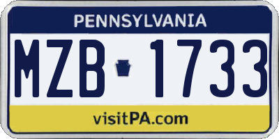 PA license plate MZB1733