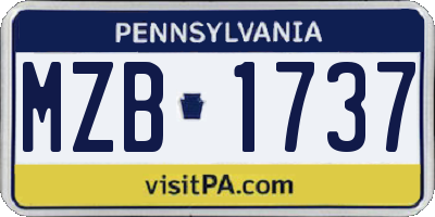 PA license plate MZB1737