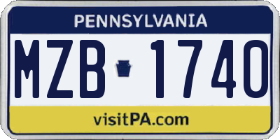PA license plate MZB1740