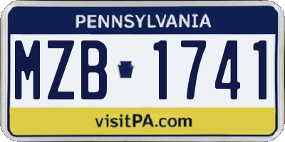 PA license plate MZB1741