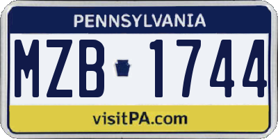 PA license plate MZB1744