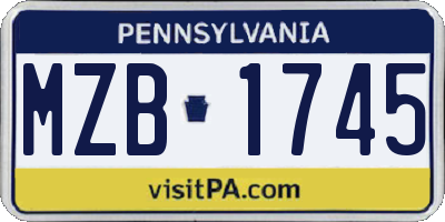 PA license plate MZB1745