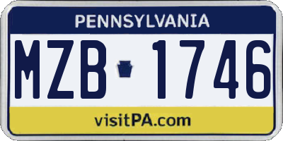 PA license plate MZB1746
