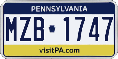 PA license plate MZB1747
