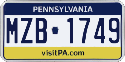 PA license plate MZB1749