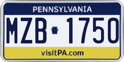 PA license plate MZB1750