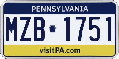 PA license plate MZB1751