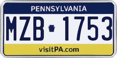 PA license plate MZB1753