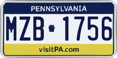 PA license plate MZB1756