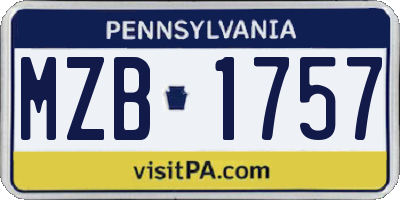 PA license plate MZB1757