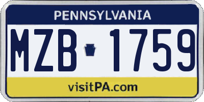 PA license plate MZB1759