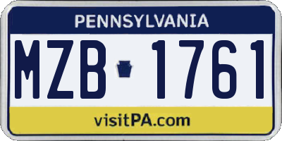 PA license plate MZB1761