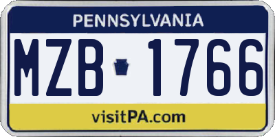 PA license plate MZB1766