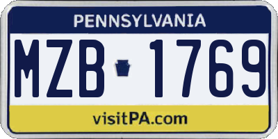 PA license plate MZB1769