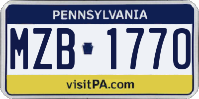 PA license plate MZB1770