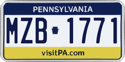 PA license plate MZB1771