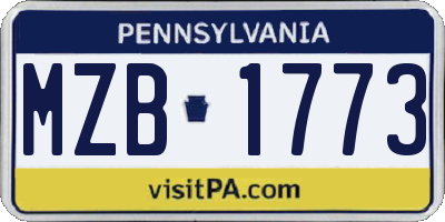 PA license plate MZB1773