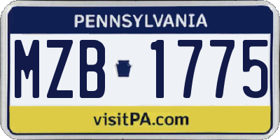 PA license plate MZB1775