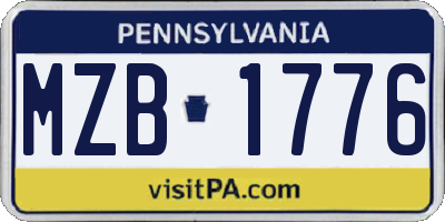 PA license plate MZB1776