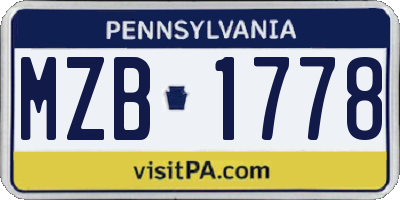 PA license plate MZB1778