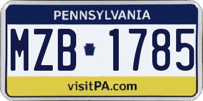 PA license plate MZB1785