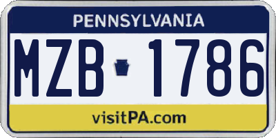 PA license plate MZB1786